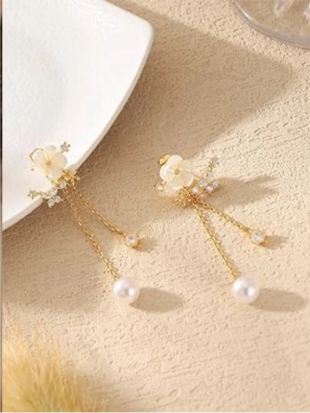 Dangle Pearl Drop Earrings Dainty Flowers Can be worn 2 ways Wedding Church Prom